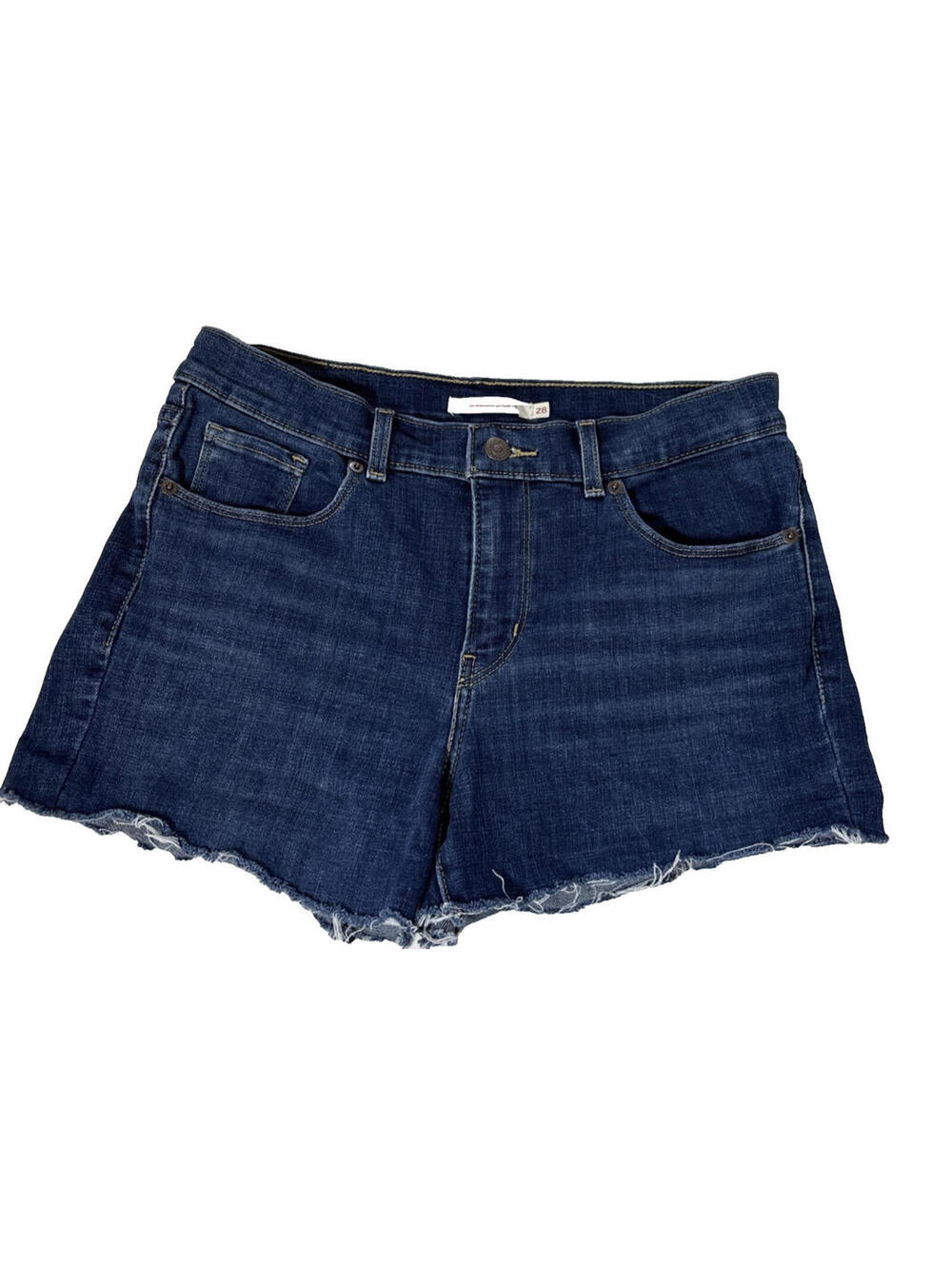 Levi's 501 Women's Jean Distressed Shorts Sexy Dark Wash Raw Hem Size 28